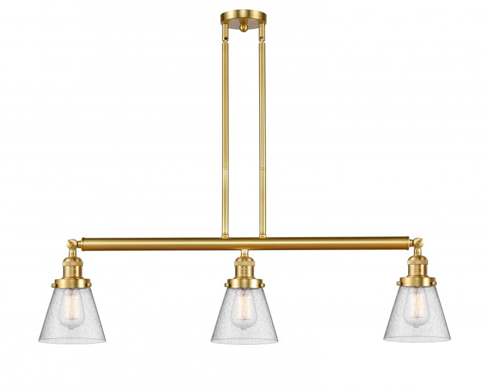 Cone - 3 Light - 39 inch - Satin Gold - Stem Hung - Island Light