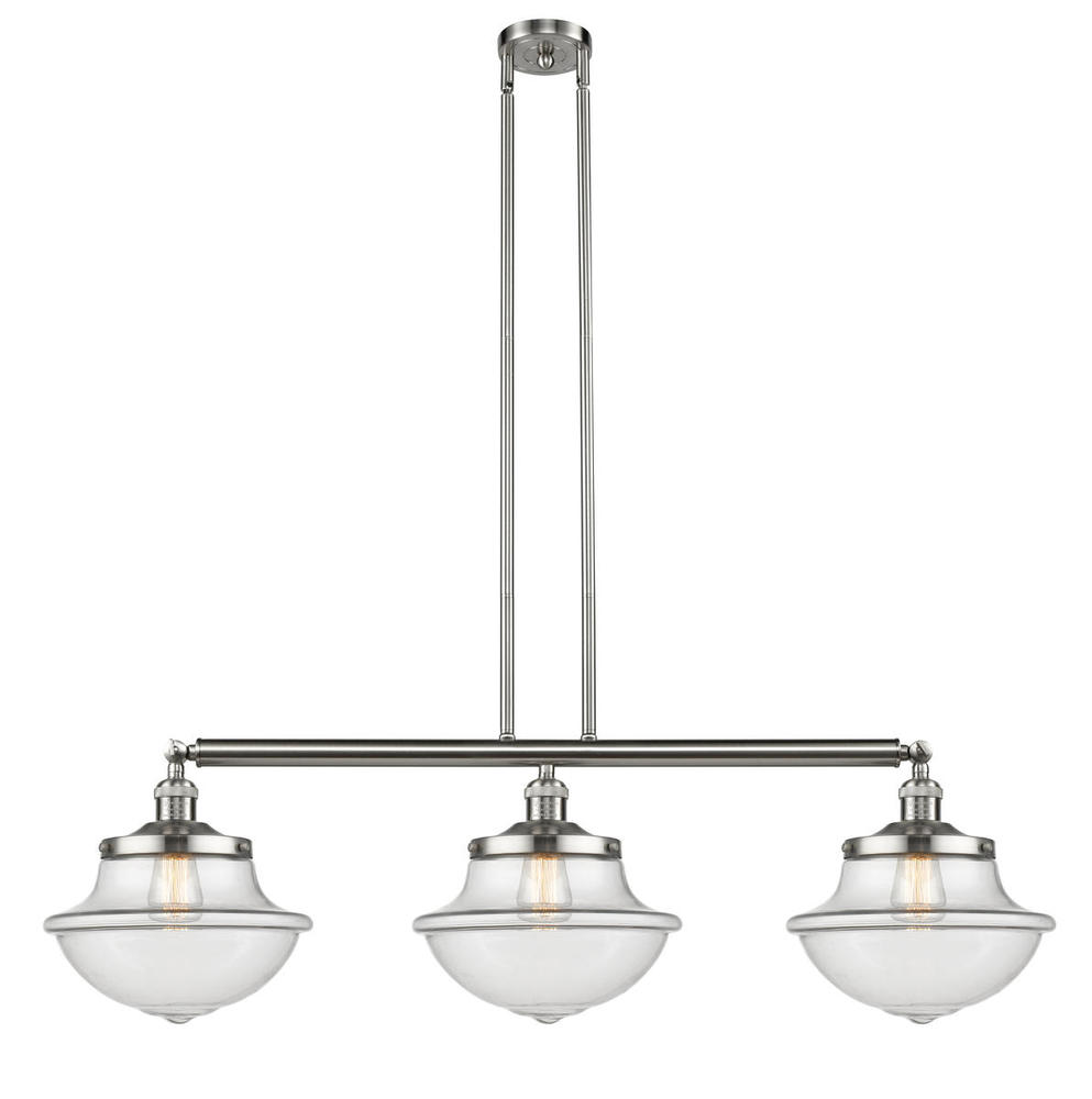 Oxford - 3 Light - 42 inch - Brushed Satin Nickel - Stem Hung - Island Light