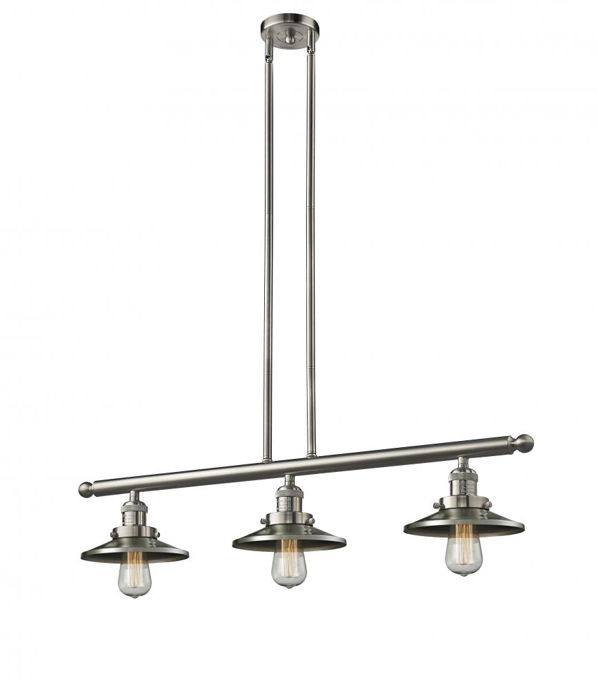 Railroad - 3 Light - 41 inch - Brushed Satin Nickel - Stem Hung - Island Light