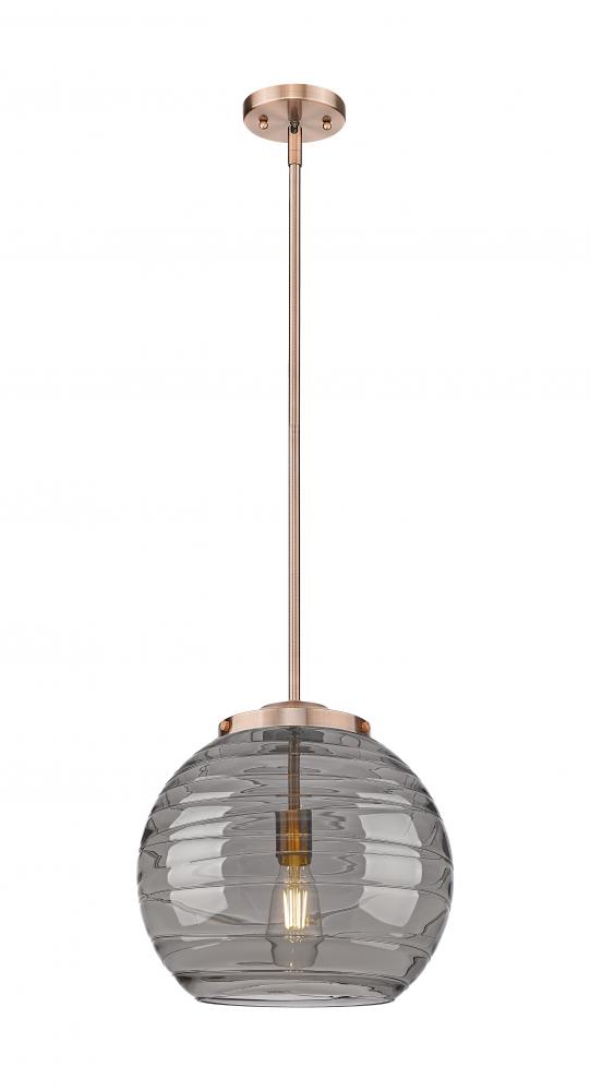 Athens Deco Swirl - 1 Light - 14 inch - Antique Copper - Stem Hung - Pendant