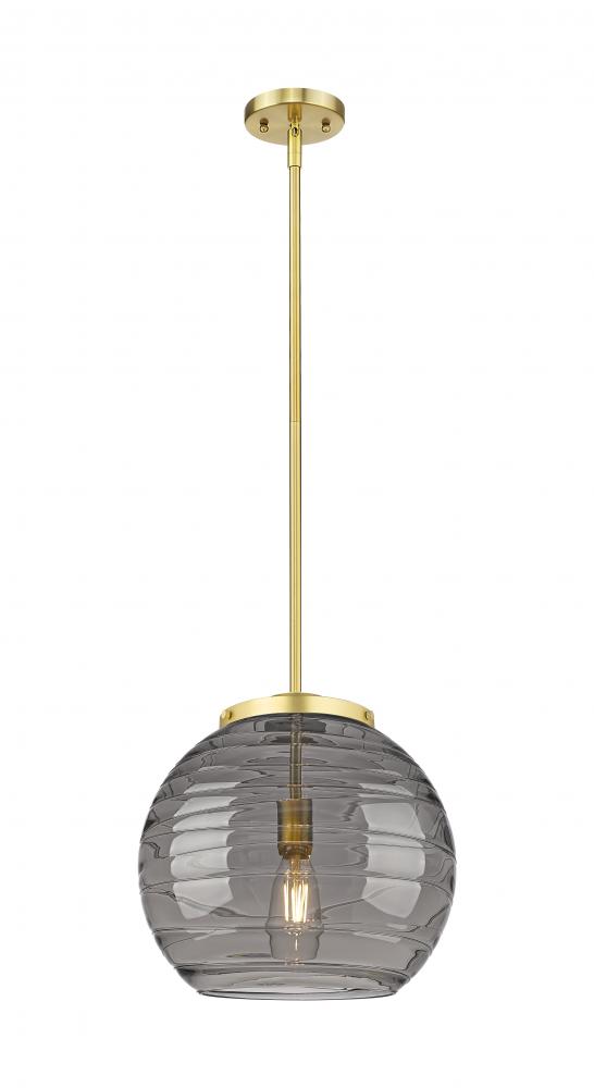 Athens Deco Swirl - 1 Light - 14 inch - Satin Gold - Stem Hung - Pendant