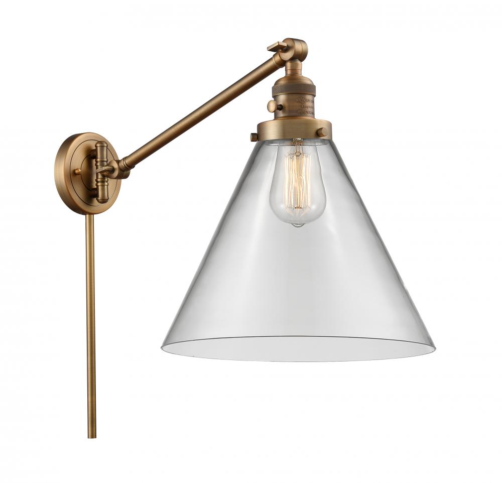 Cone - 1 Light - 12 inch - Brushed Brass - Swing Arm