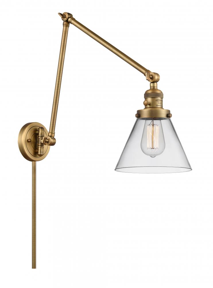Cone - 1 Light - 8 inch - Brushed Brass - Swing Arm