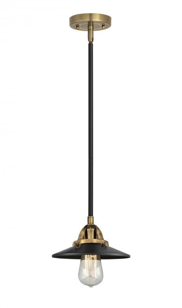 Railroad - 1 Light - 8 inch - Black Antique Brass - Cord hung - Mini Pendant