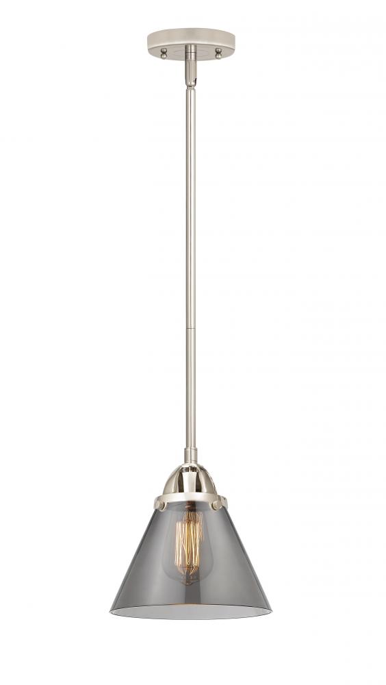 Cone - 1 Light - 8 inch - Polished Nickel - Cord hung - Mini Pendant