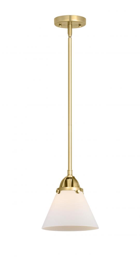 Cone - 1 Light - 8 inch - Satin Gold - Cord hung - Mini Pendant