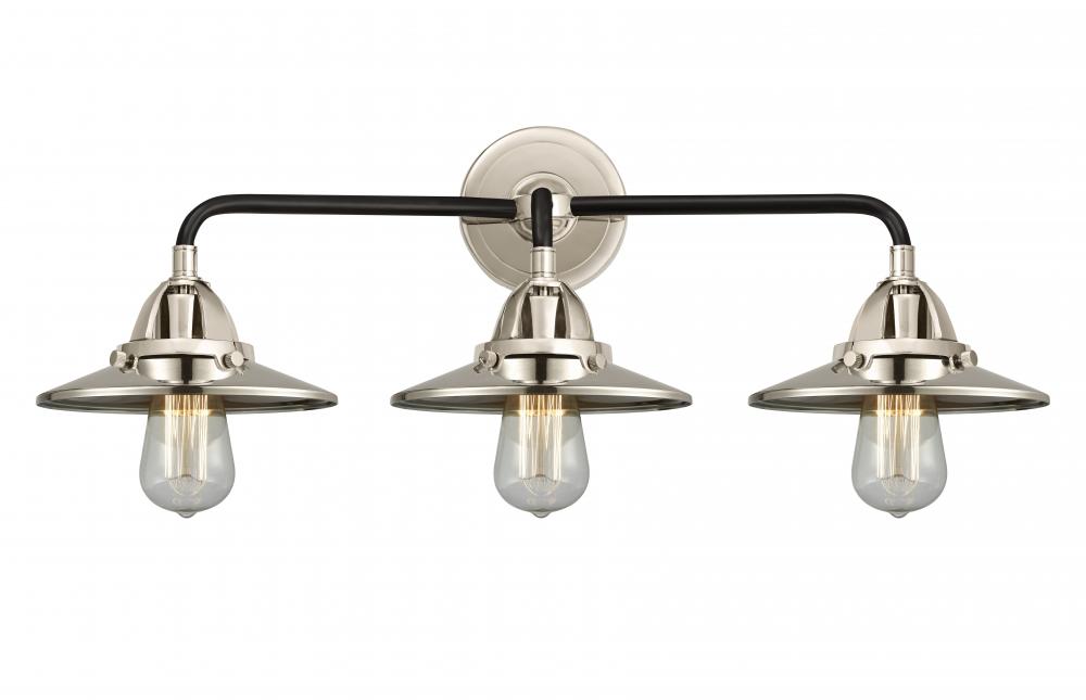 Railroad - 3 Light - 26 inch - Black Polished Nickel - Bath Vanity Light