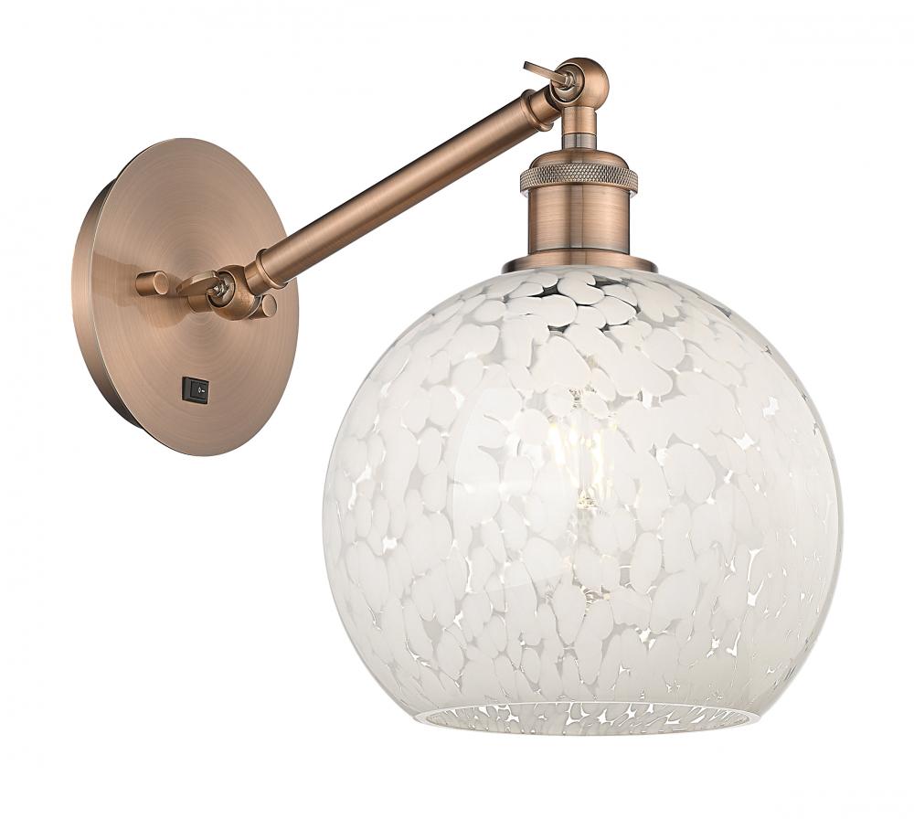 White Mouchette - 1 Light - 8 inch - Antique Copper - Adjustable Sconce