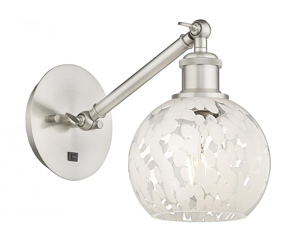 White Mouchette - 1 Light - 6 inch - Brushed Satin Nickel - Adjustable Sconce