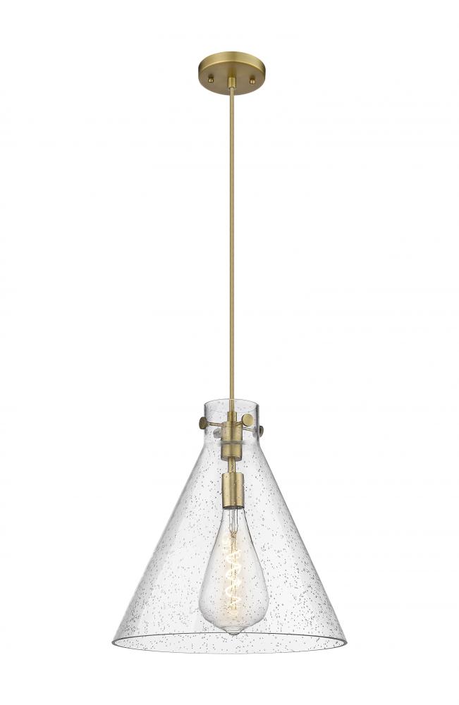 Newton Cone - 1 Light - 16 inch - Brushed Brass - Cord hung - Pendant