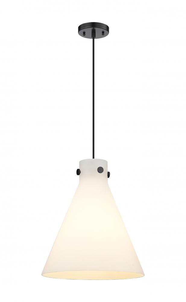 Newton Cone - 1 Light - 14 inch - Matte Black - Cord hung - Pendant