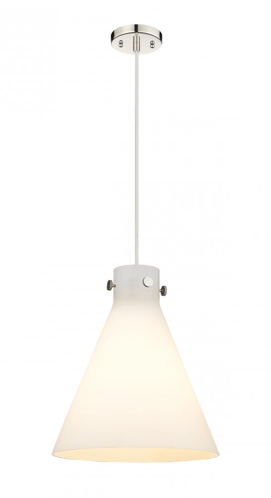 Newton Cone - 1 Light - 14 inch - Polished Nickel - Cord hung - Pendant