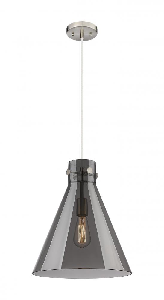 Newton Cone - 1 Light - 14 inch - Satin Nickel - Cord hung - Pendant