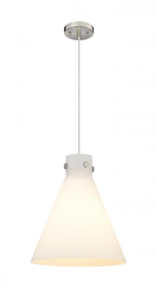 Newton Cone - 1 Light - 14 inch - Satin Nickel - Cord hung - Pendant