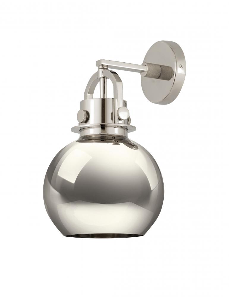 Newton Sphere - 1 Light - 8 inch - Polished Nickel - Sconce