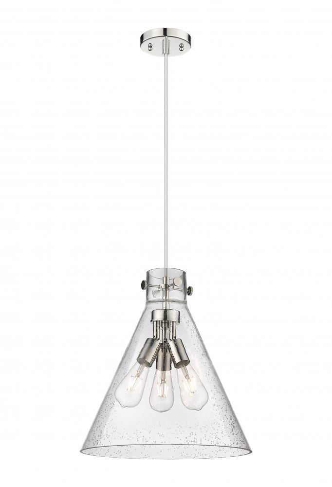 Newton Cone - 3 Light - 16 inch - Polished Nickel - Cord hung - Pendant