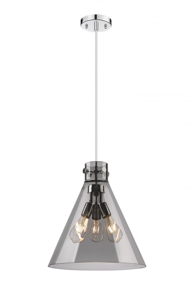 Newton Cone - 3 Light - 16 inch - Polished Nickel - Cord hung - Pendant