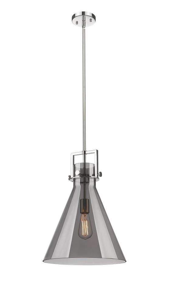 Newton Cone - 1 Light - 14 inch - Polished Nickel - Cord hung - Pendant
