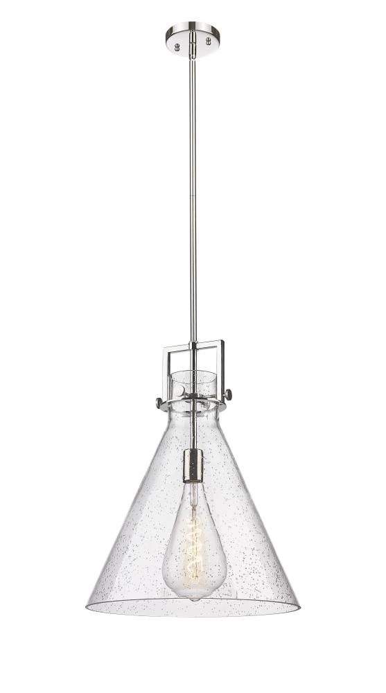Newton Cone - 1 Light - 16 inch - Polished Nickel - Cord hung - Pendant