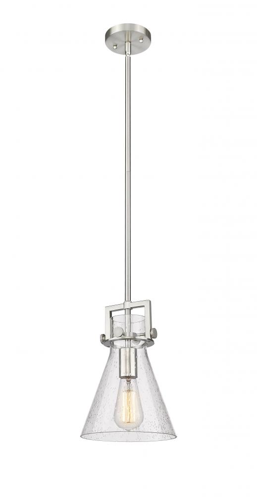 Newton Cone - 1 Light - 8 inch - Satin Nickel - Mini Pendant