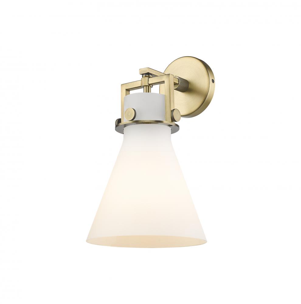 Newton Cone - 1 Light - 8 inch - Brushed Brass - Sconce
