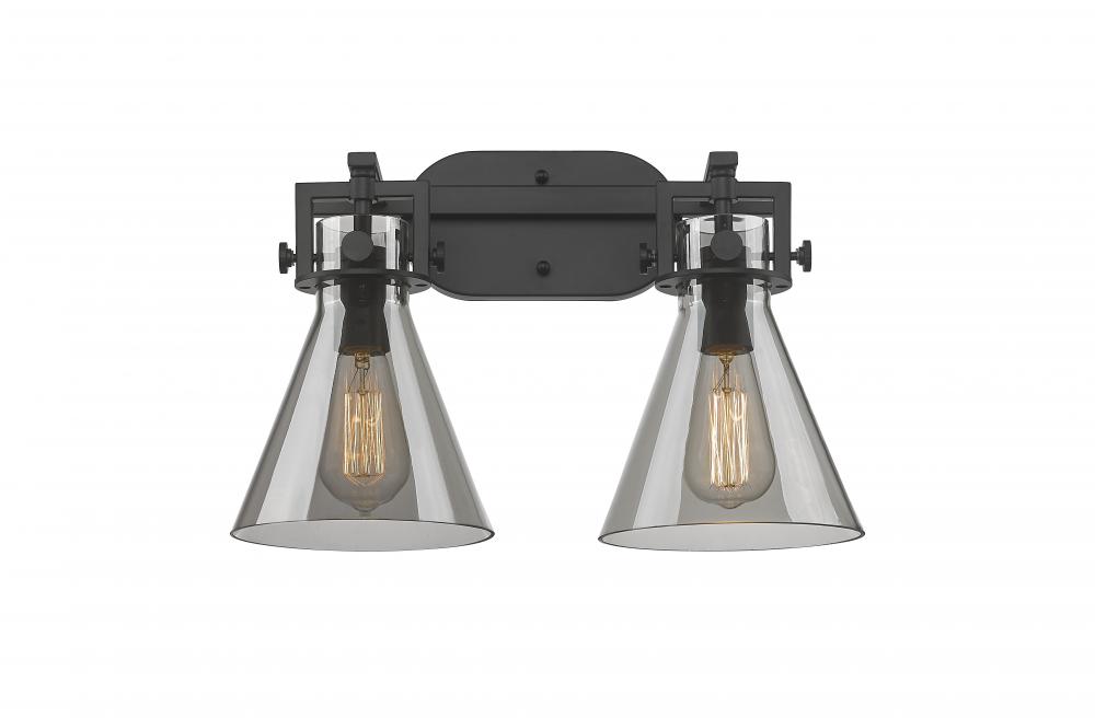 Newton Cone - 2 Light - 17 inch - Matte Black - Bath Vanity Light