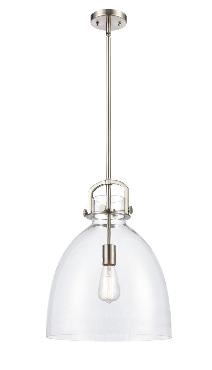 Newton Bell - 1 Light - 14 inch - Brushed Satin Nickel - Cord hung - Pendant
