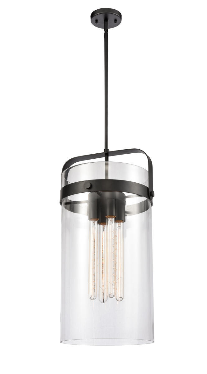 Pilaster - 4 Light - 13 inch - Matte Black - Cord hung - Pendant