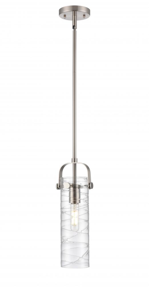 Pilaster II Cylinder - 1 Light - 12 inch Long Glass - Satin Nickel - Pendant