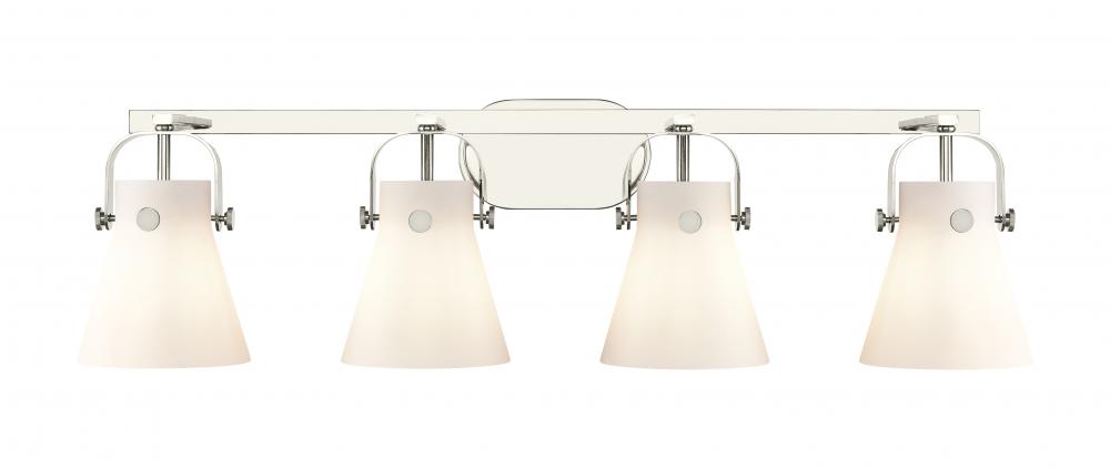 Pilaster II Cone - 4 Light - 37 inch - Polished Nickel - Bath Vanity Light