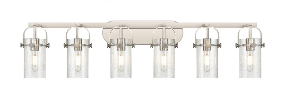 Pilaster II Cylinder - 6 Light - 44 inch - Satin Nickel - Bath Vanity Light