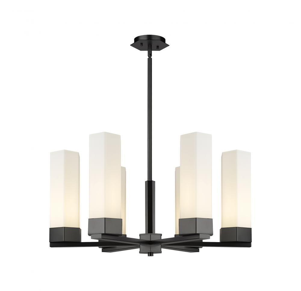 Claverack - 6 Light - 28 inch - Matte Black - Chandelier