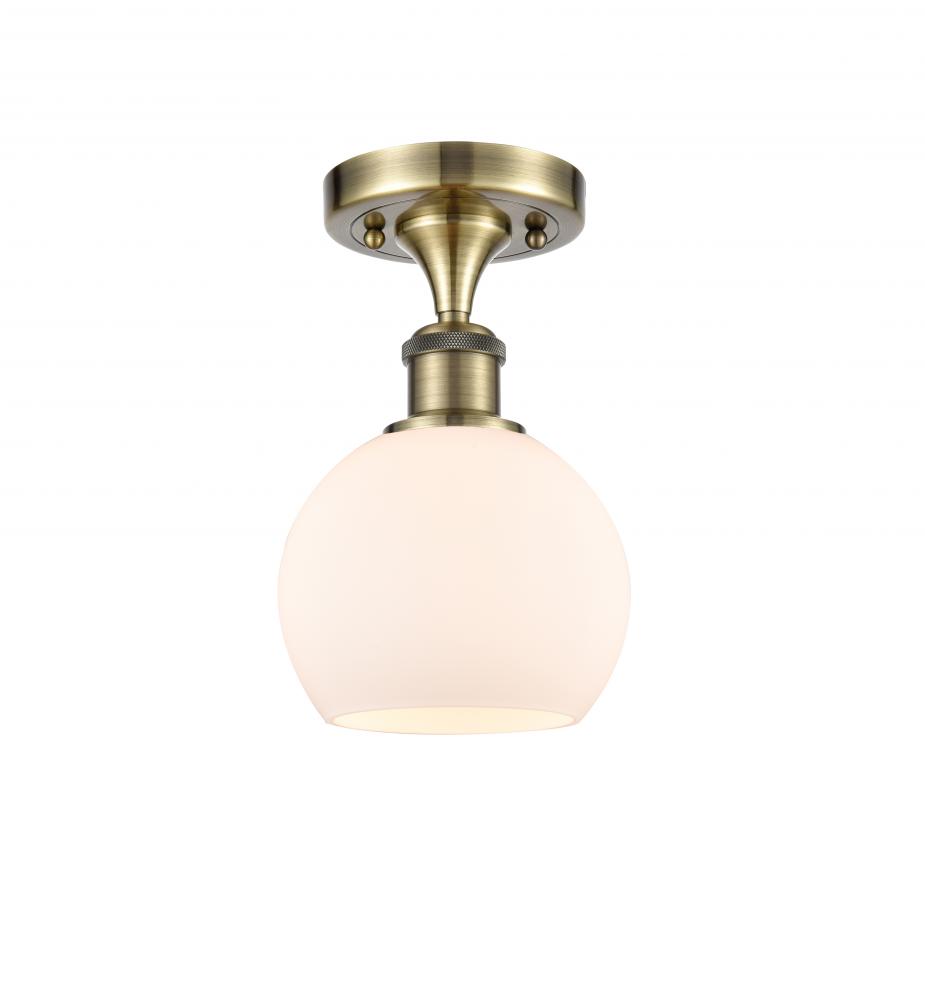 Athens - 1 Light - 6 inch - Antique Brass - Semi-Flush Mount