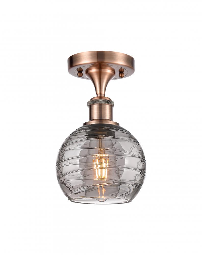 Athens Deco Swirl - 1 Light - 6 inch - Antique Copper - Semi-Flush Mount