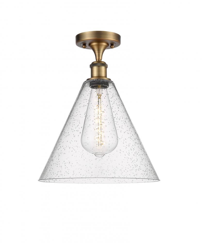 Berkshire - 1 Light - 12 inch - Brushed Brass - Semi-Flush Mount