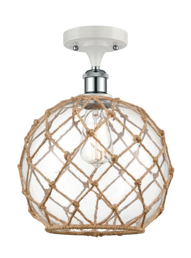 Farmhouse Rope - 1 Light - 10 inch - White Polished Chrome - Semi-Flush Mount