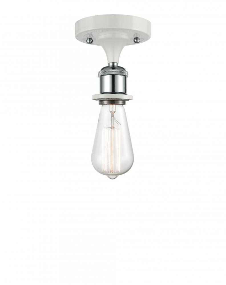 Bare Bulb - 1 Light - 5 inch - White Polished Chrome - Semi-Flush Mount