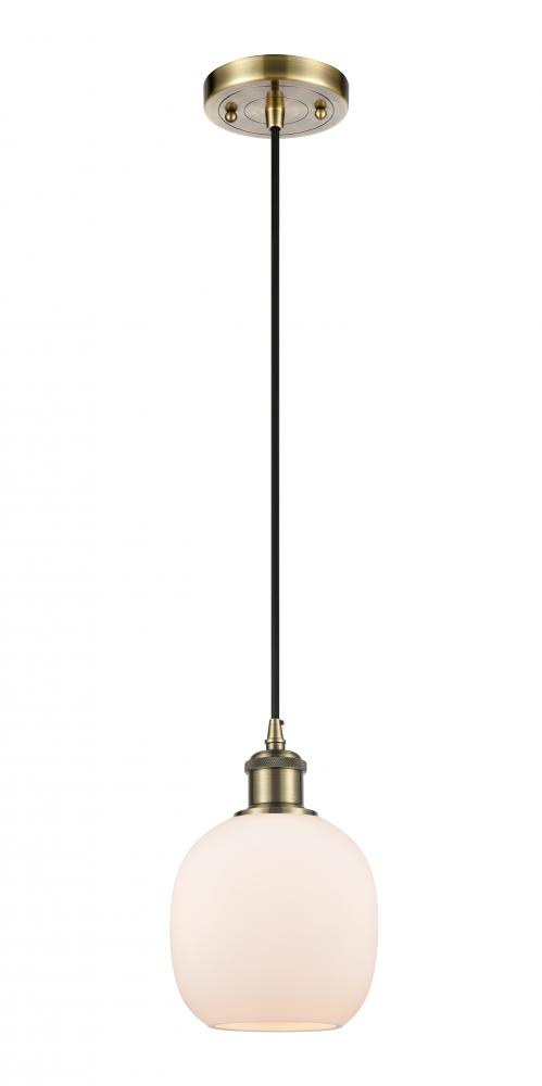 Belfast - 1 Light - 6 inch - Antique Brass - Cord hung - Mini Pendant