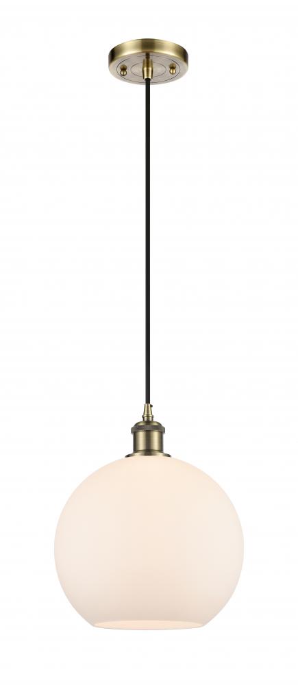 Athens - 1 Light - 10 inch - Antique Brass - Cord hung - Mini Pendant