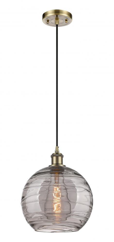 Athens Deco Swirl - 1 Light - 10 inch - Antique Brass - Cord hung - Mini Pendant