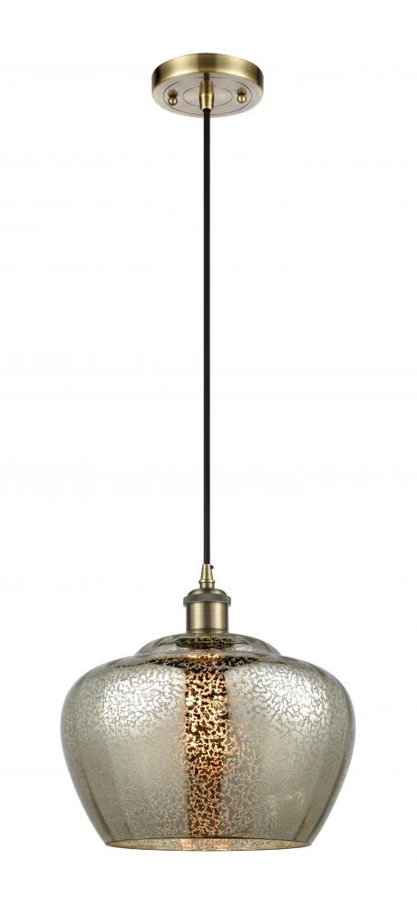 Fenton - 1 Light - 11 inch - Antique Brass - Cord hung - Mini Pendant