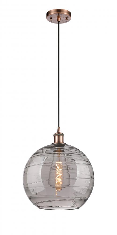 Athens Deco Swirl - 1 Light - 12 inch - Antique Copper - Cord hung - Mini Pendant