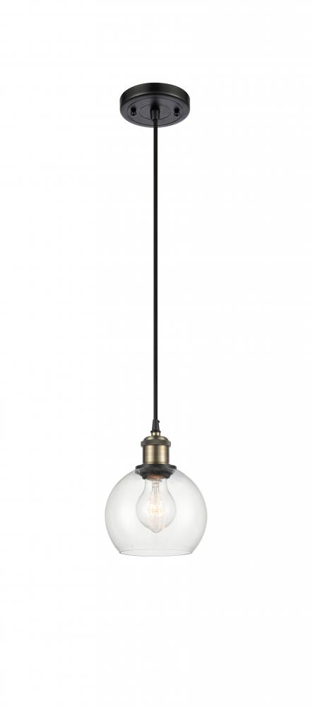 Athens - 1 Light - 6 inch - Black Antique Brass - Cord hung - Mini Pendant