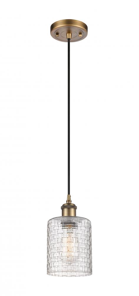 Cobbleskill - 1 Light - 5 inch - Brushed Brass - Cord hung - Mini Pendant