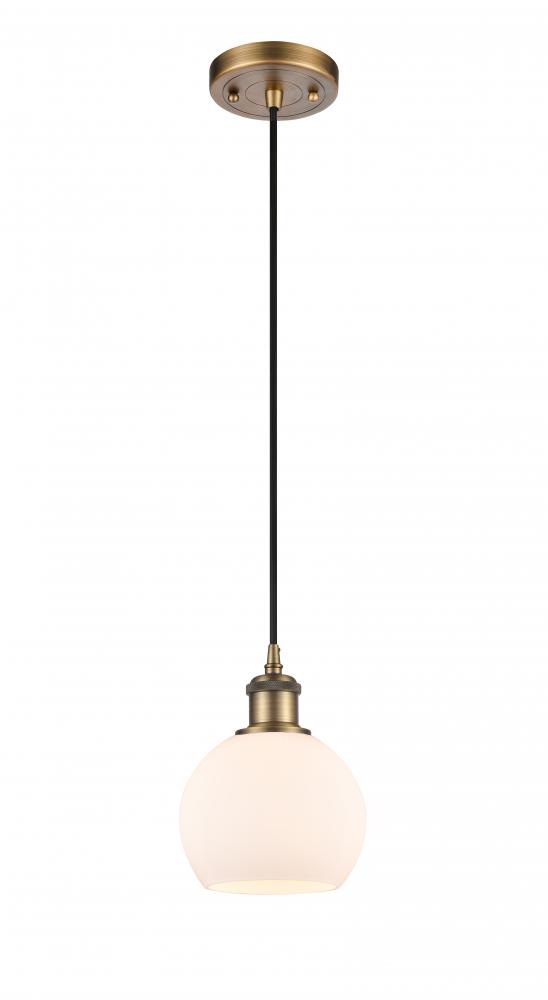 Athens - 1 Light - 6 inch - Brushed Brass - Cord hung - Mini Pendant