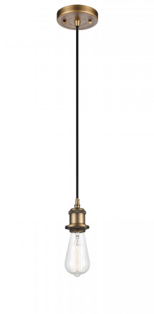 Bare Bulb - 1 Light - 5 inch - Brushed Brass - Cord hung - Mini Pendant