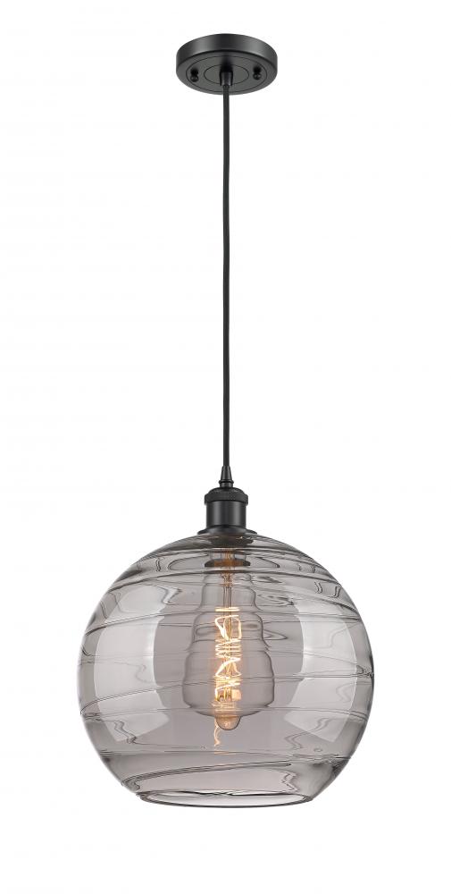 Athens Deco Swirl - 1 Light - 12 inch - Matte Black - Cord hung - Mini Pendant