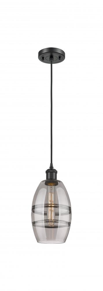 Vaz - 1 Light - 6 inch - Matte Black - Cord hung - Mini Pendant