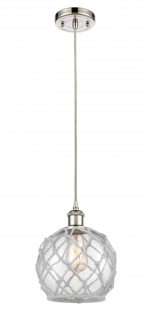 Farmhouse Rope - 1 Light - 8 inch - Polished Nickel - Cord hung - Mini Pendant