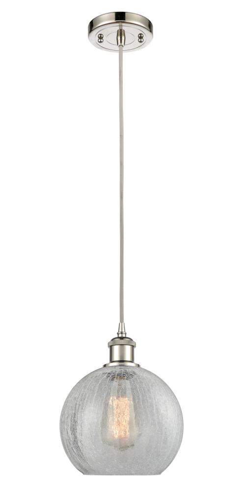 Athens - 1 Light - 8 inch - Polished Nickel - Cord hung - Mini Pendant